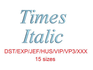 Times Italic embroidery font dst/exp/jef/hus/vip/vp3/xxx 15 sizes small to large